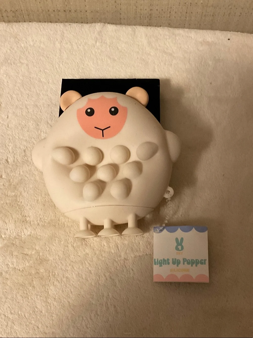 Light-Up Sheep Popper Toy - White Cream Sensory Fidget